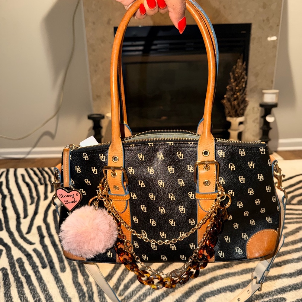 Dooney & Bourke Black and Tan Satchel